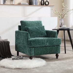 Lyngins Modern Accent Chair Lounge Chair for Living Room, Tufted  Club Chair, Chenille Fabric Armchair, Solid Wood Frame, Easy Clean Sofa Chair - 1 of 4