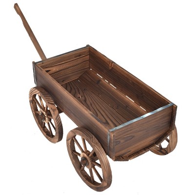 Rustic Fir Wood Wagon Flower Planter with Wheels