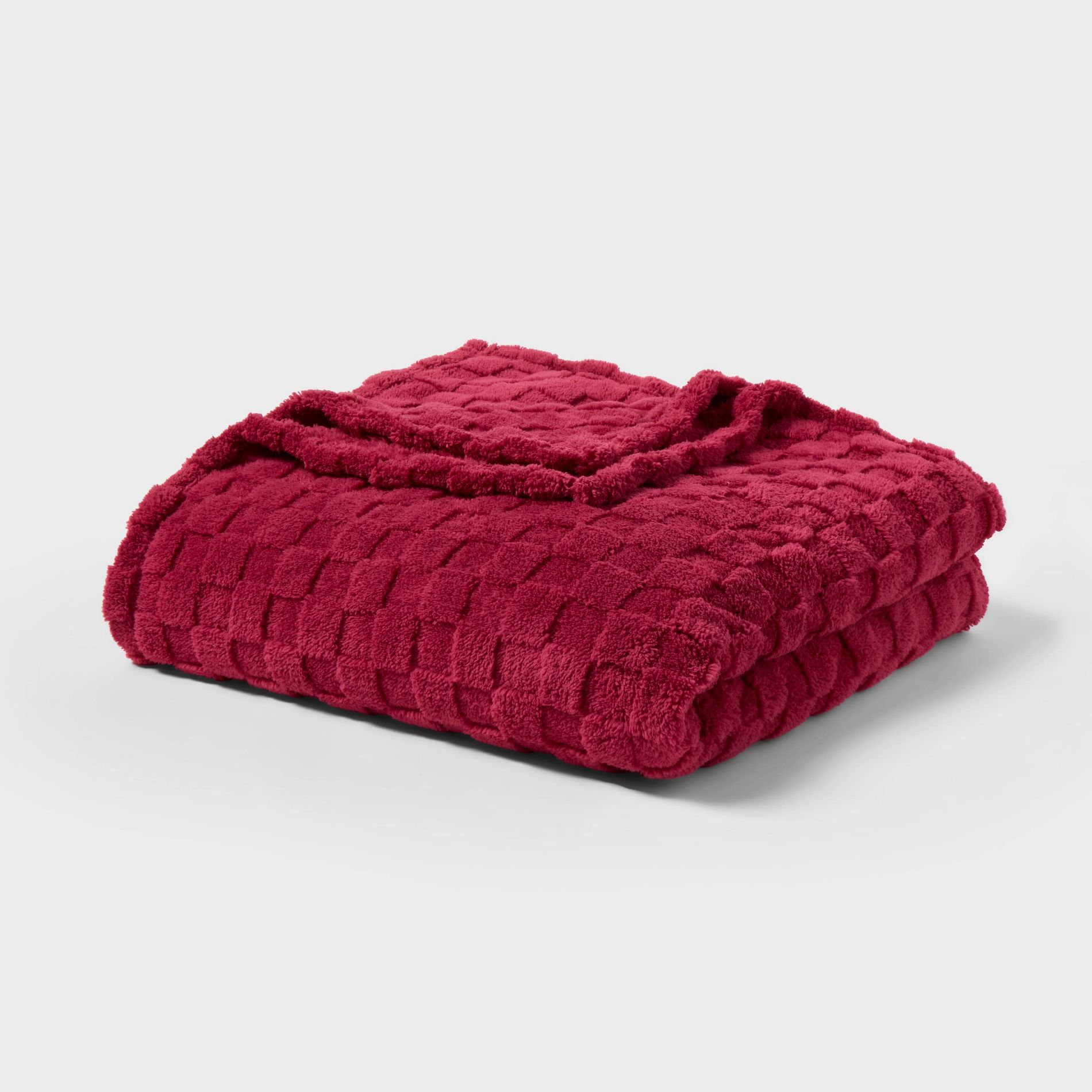 Checkered Jacquard Plush Blanket - Room Essentials™