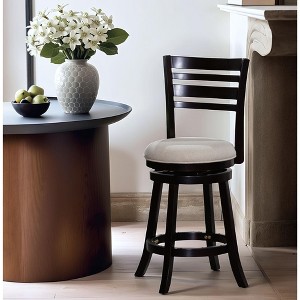 GDFStudio Gustave Modern Wooden and Fabric Upholstered 24" Swivel Counter Stool with Footrail - 1 of 4