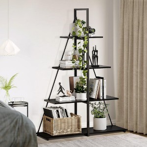 Bookcase, 4-Tier Ladder Bookshelf, A-Shaped Ladder Shelf Display, Ladder Shelf Storage Organizer for Living Room, Home Office - 1 of 4