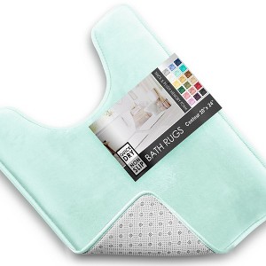Hearth & Harbor Bathroom Rugs, Ultra Soft Velvet Memory Foam Bath Mats with PVC Backing - 1 of 4