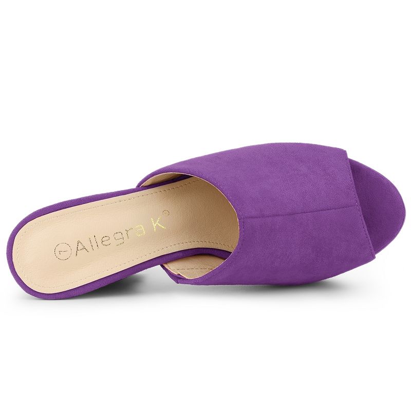 Allegra K Women's Open Toe Platform Chunky Heel Slides Sandals, 5 of 7