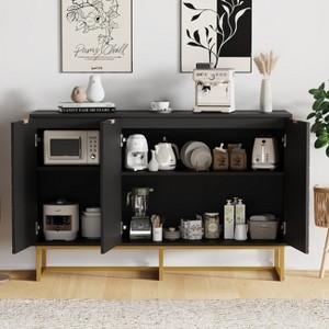 Modern Sideboard Buffet Cabinet with Storage,31.5"Wood Accent Storage with Doors&Adjustable Shelf,Console Table for Dining Room Hallway Entryway - 1 of 4