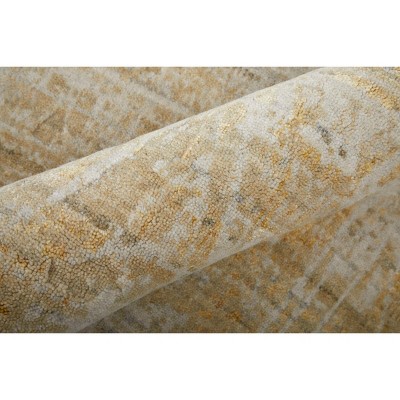 Eastfield Ivory and Gold Abstract Wool Viscose Area Rug 4' x 6'