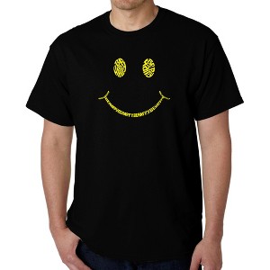 LA Pop Art Men's Word Art T-shirt - Be Happy Smiley Face - 1 of 4