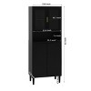 Bookshelf Modern with Glass Doors and Adjustable Shelves for Home Office 23.62in Wide Black- 3irtyhousy - 4 of 4