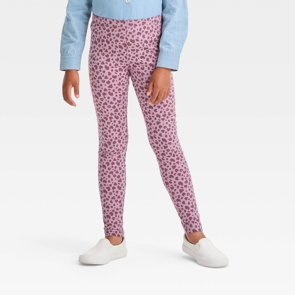 Girls' Animal Printed Leggings - Cat & Jack™ Purple L