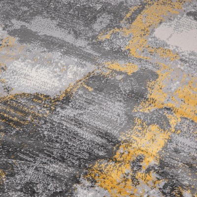 Brighton Gray and Yellow Abstract 5' x 7' Synthetic Area Rug