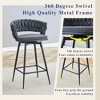 Lirago Two Sets of Swivel Bar Stools with Cotton-Linen Cushions & Electroplated Metal Frames-Rotatable Design - 3 of 4