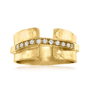 Ross-Simons 0.15 ct. t.w. Diamond Hammered Ring in 18kt Gold Over Sterling - 1 of 4