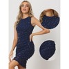 Allegra K Women's Sleeveless Glitter Crew Neck Ruched Star Mesh Bodycon Dresses - 2 of 4