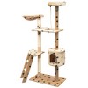 vidaXL Cat Tree Beige with black paw prints Plush, Sisal, Wood Large - 2 of 4