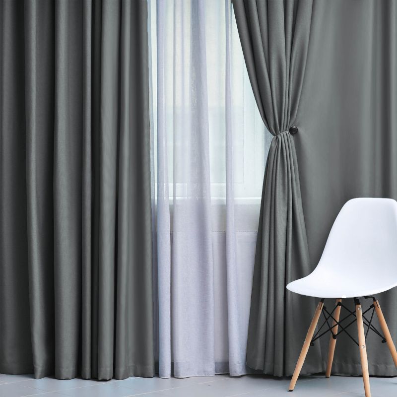 Classic Modern Solid Room Darkening Semi-Blackout Curtains, Set of 2 by Blue Nile Mills, 4 of 6