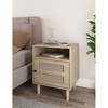 Whizmax Rattan Nightstand with Charging Station, Boho End Table with USB Ports & Power Outlets,Naturalcolor - 2 of 4