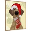 Amanti Art 23"x28" Christmas Drooly Christmas Dane by Fab Funky Framed Canvas Wall Art - 2 of 4