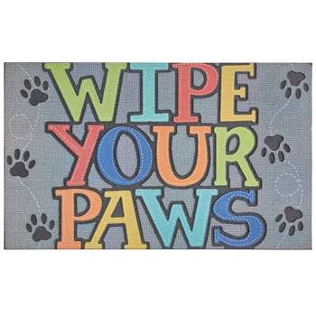 1'6"x2'6" 'Wipe Your Paws' Paw Stitch Doorscapes Mat Gray - Mohawk