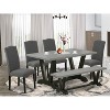 6-Piece Rectangle Natural Oak Finish Solid Wood Top Dining Table with 1-Bench, 4-Chairs with - 2 of 4