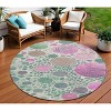 Green Pink And Mauve Geometric Washable Indoor Outdoor Area Rug - 2 of 4