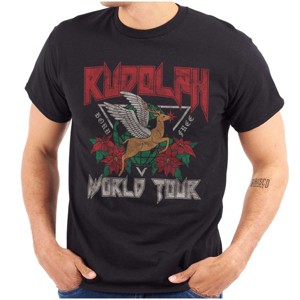 Christmas Rudolph Xmas World Tour Graphic T Shirt Men or Women Brisco Brands - 1 of 4