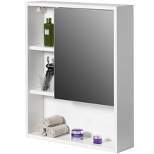 Basicwise Wall Mount Bathroom Mirrored Storage Cabinet with Open Shelf | 2 Adjustable Shelves Medicine Organizer Storage Furniture
