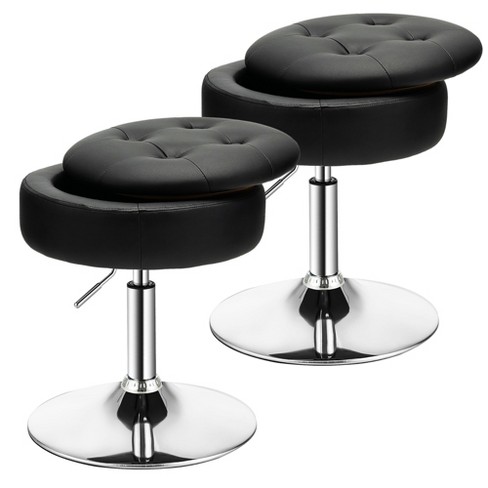 Costway Set Of 2 Adjustable vanity Stool 360 Swivel Storage