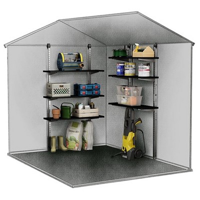 Black Steel Reinforced Adjustable Storage Shed Shelf Kit, 40 Inch