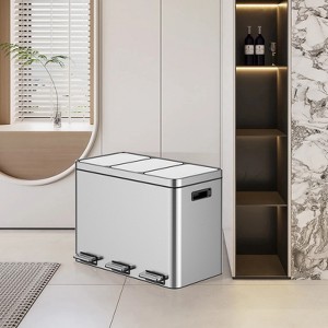 8 Gallon (30L) Step Kitchen Trash Can, Dual Classified Compartment Garbage Can, with Soft-Close Lid & Removable Inner Wastebasket - 1 of 4