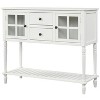 Hostack Farmhouse Console Table with Bottom Shelf and Storage Cabinet for Living Room, White - 3 of 4