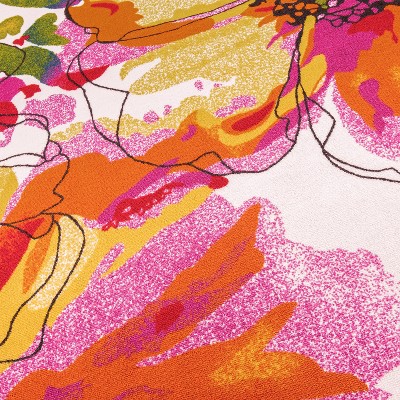 Bright Multicolor Floral Tufted Nylon Area Rug with Non-Slip Backing