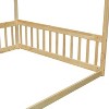 CAVINAS Twin Size Canopy Bed Modern Pine Bed Frame with Guardrail for Bedroom, without Slats - 3 of 4