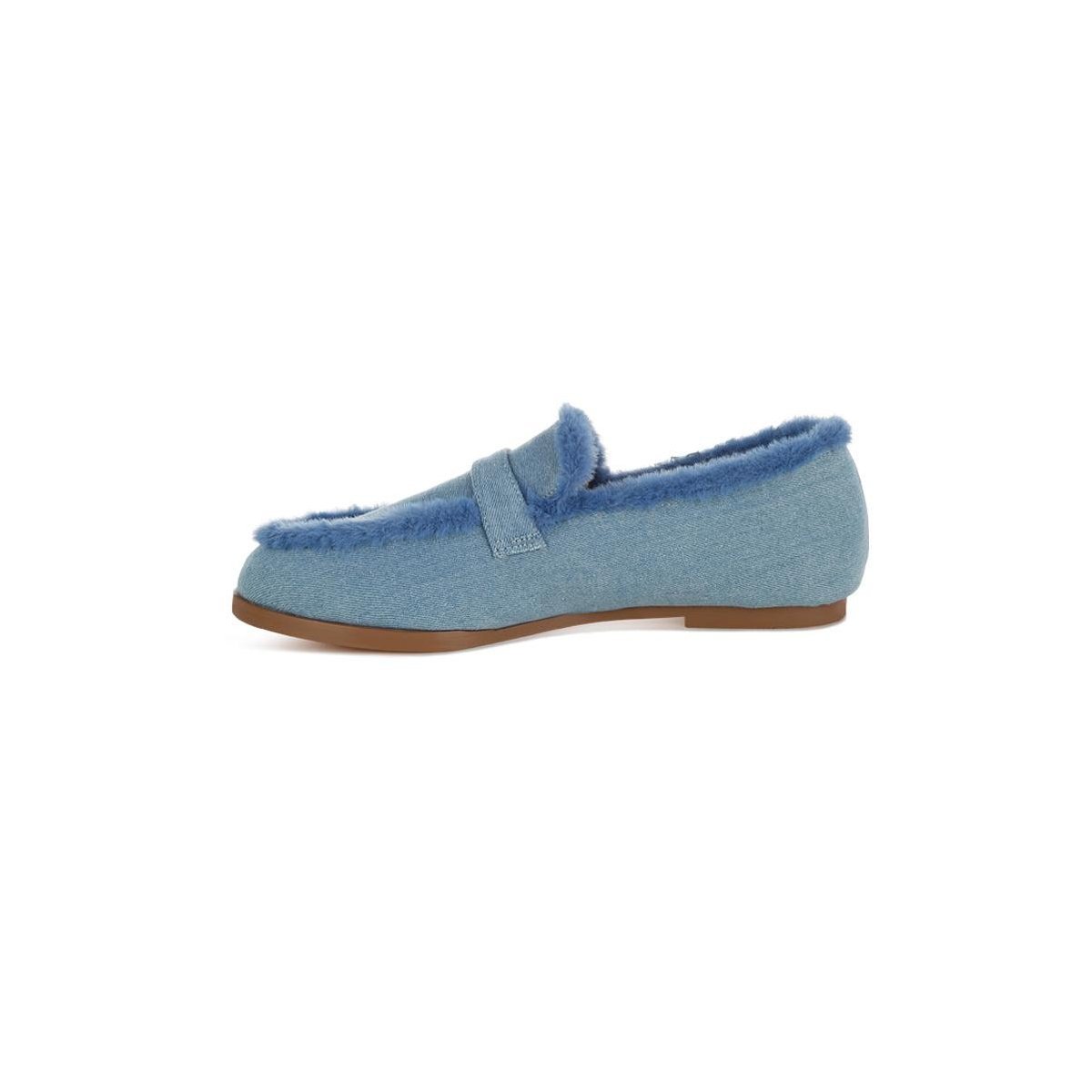 Женские туфли Rag & Co Womens Nivena Fur Detail Denim Loafers 9 — фото 6