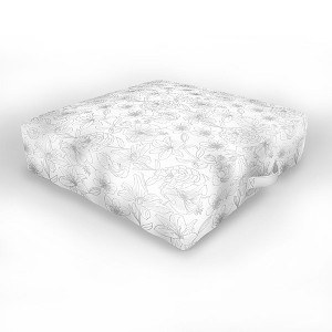 Emanuela Carratoni Line Art Floral Theme Outdoor Floor Cushion - Deny Designs - 1 of 2