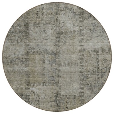 Taupe Brown And Beige Patchwork Washable Indoor Outdoor Area Rug