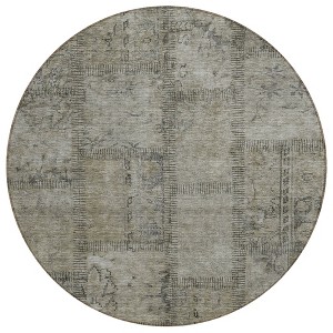 Taupe Brown And Beige Patchwork Washable Indoor Outdoor Area Rug - 1 of 4