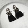 SOHI Women's Onyx Black Crystal Tassel Drop Earrings - 2 of 4