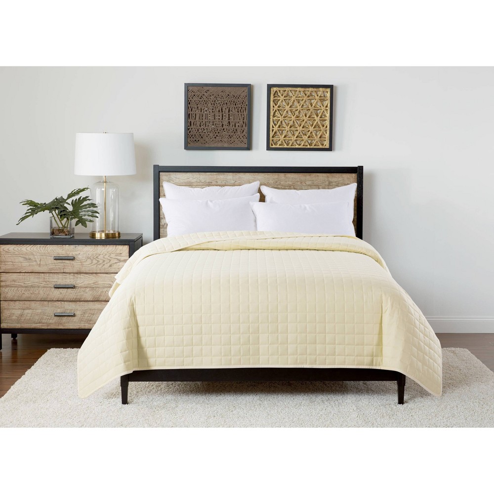 Photos - Duvet Twin Velvet Trim Bed Blanket Cream - St. James Home: Microfiber, Year Round Comfort, Machine Washable
