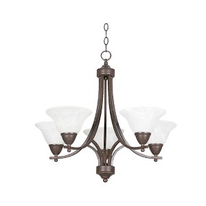 Sunset Lighting 5-Light Chandelier, Faux Alabaster Glass, Painted Pewter Finish - 1 of 3