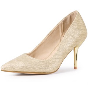 BLISSFUL STEP Women's Pointed toe Stiletto Heel Sparkly Heels Pumps - 1 of 4