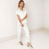 Anna-Kaci Lounge Women's Printed Two-Piece Pajama Set with Short Sleeve Button Top and Elastic Waist Shorts - Small, White - 3 of 4