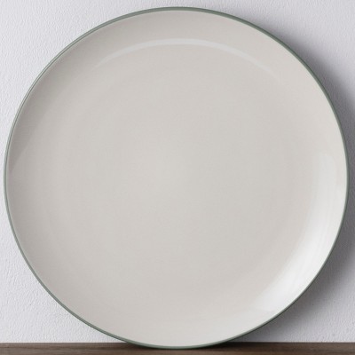 Green and Cream Ceramic Matte Dinner Plates, Set of 4