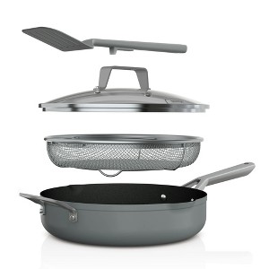 Ninja Foodi NeverStick Possible Pan, 4 Qt, Nonstick, Stainless Steel Basket, Oven Safe to 500 Degree Fahrenheit, Multipurpose with Lid, Sea Salt Grey - 1 of 4