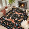 Washable Farmhouse Floral Print Living Room Rugs, Soft Butterfly Print Ultra Thin Bedroom Carpet, Non Slip Textured Dining Room Rugs - 2 of 4