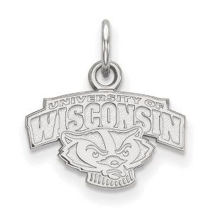 Black Bow Jewelry 10k White Gold Wisconsin Badgers NCAA Extra Small Pendant - 1 of 3