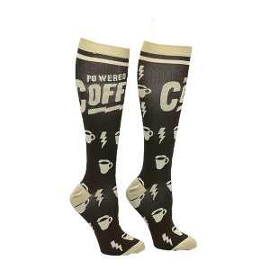 Powered By Coffee Funny Caffeine Compression Socks For Women Adult Size - Crazy Dog Compression Socks - 1 of 4