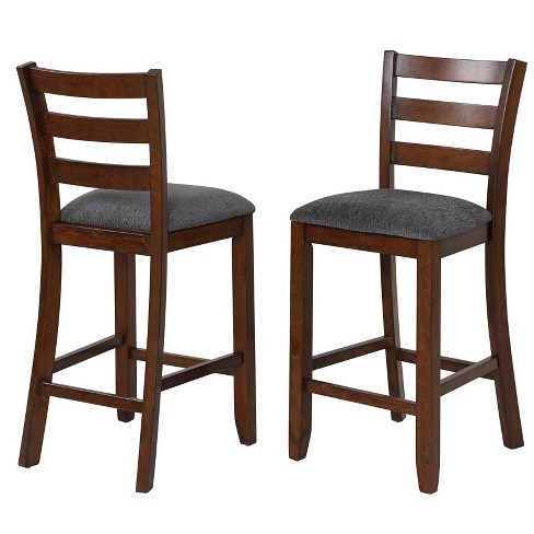 Costway Dining Chair Upholstered Set of 2 Vintage Wooden Dining Chair - See Details - Greyish Brown