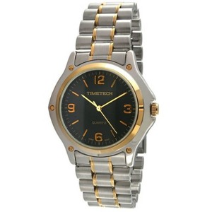 TIMETECH Men's Two Tone Stainless Steel Bracelet Analog Dress Watch with Black Dial - 1 of 1