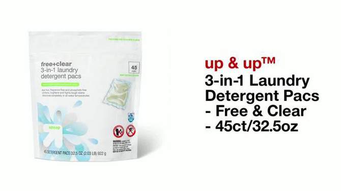 Free &#38; Clear 3-in-1 Laundry Detergent Pacs - 32.5oz/45ct - up &#38; up&#8482;, 2 of 5, play video