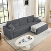 112.6" Modern Corduroy L-Shape Modular Floor Sectional Sofa with Right Arm Chaise Lounge, Convertible into a Queen Bed - 3 of 4