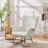 VECELO Upholstered Teddy Fabric Rocking Chair Modern Lounge Rocker Recliner with Safe Solid Wood Base Gray/White/Pink - 2 of 4